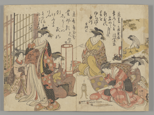Kitao%20Masanobu%20%28Sant%26%23333%3B%20Ky%26%23333%3Bden%29%2C%20%3Cb%3E%3Ci%3E%20Yoshiwara%20keisei%20shin%20bijin%20awase%20jihitsu%20kagami%20%28A%20Competition%20among%20the%20New%20Beauties%20of%20the%20Yoshiwara%2C%20Mirrored%20in%20their%20Writing%29%3C%2Fi%3E%3C%2Fb%3E%2C%201784%2C%20color%20woodblock%20print%20on%20paper%3B%20%26%23333%3Bban%20nishiki-e%3B%20accordion-fold%20album%3B%20diptych%2C%20The%20Mary%20Andrews%20Ladd%20Collection%2C%20public%20domain%2C%2066.84